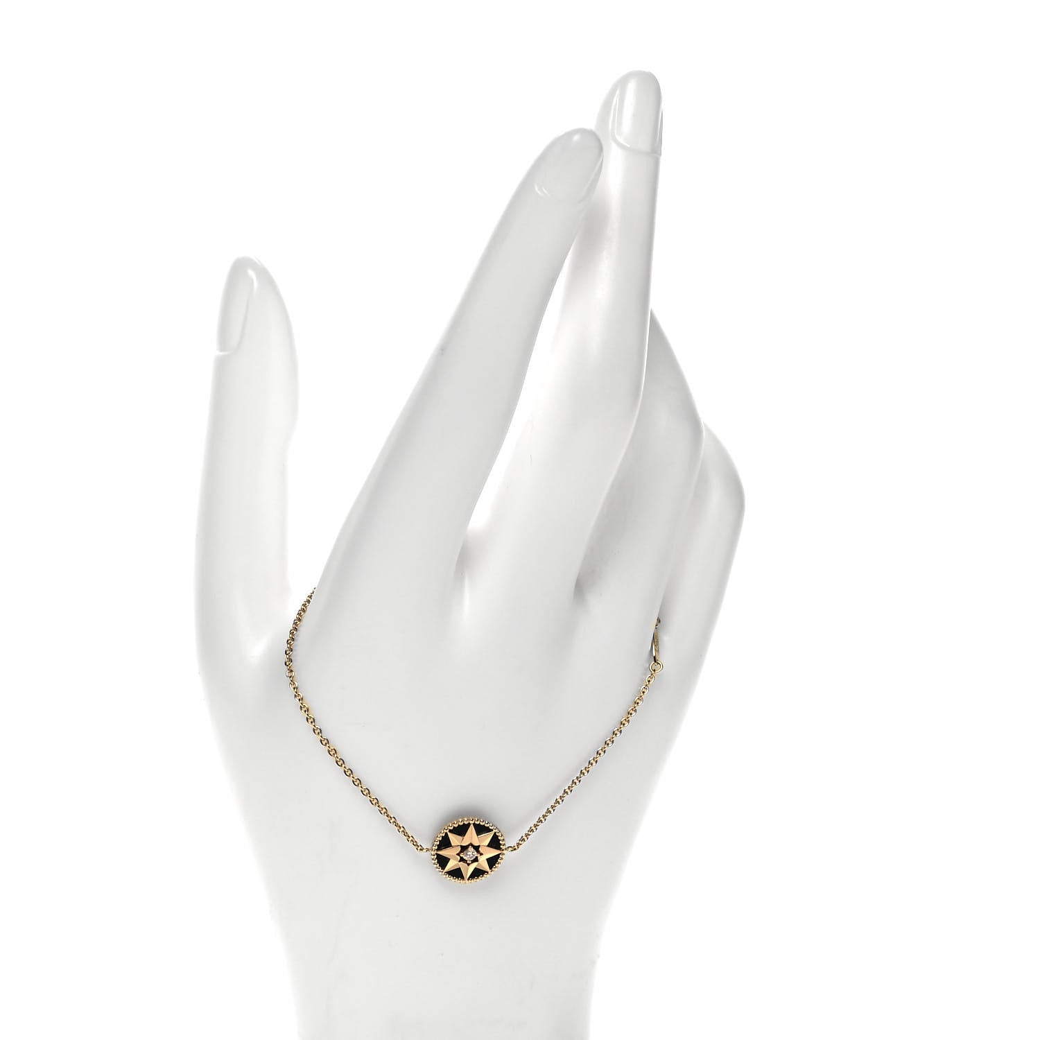 Christian Dior 18K Rose Gold Diamond Black Onyx Rose Des Vents Bracelet 2 of 4