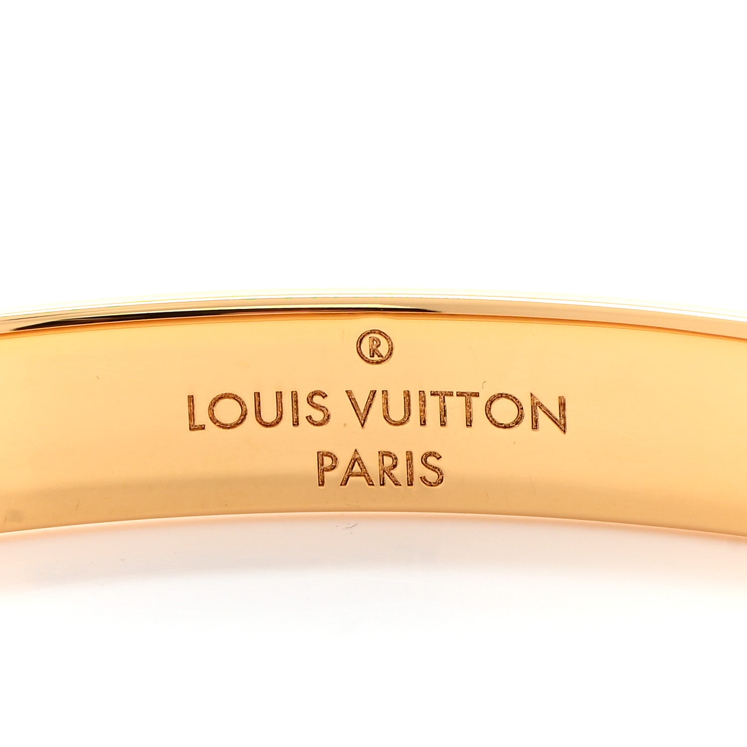 Louis Vuitton Brass Crystal Monogram Nanogram Strass Cuff M Gold 4 of 8