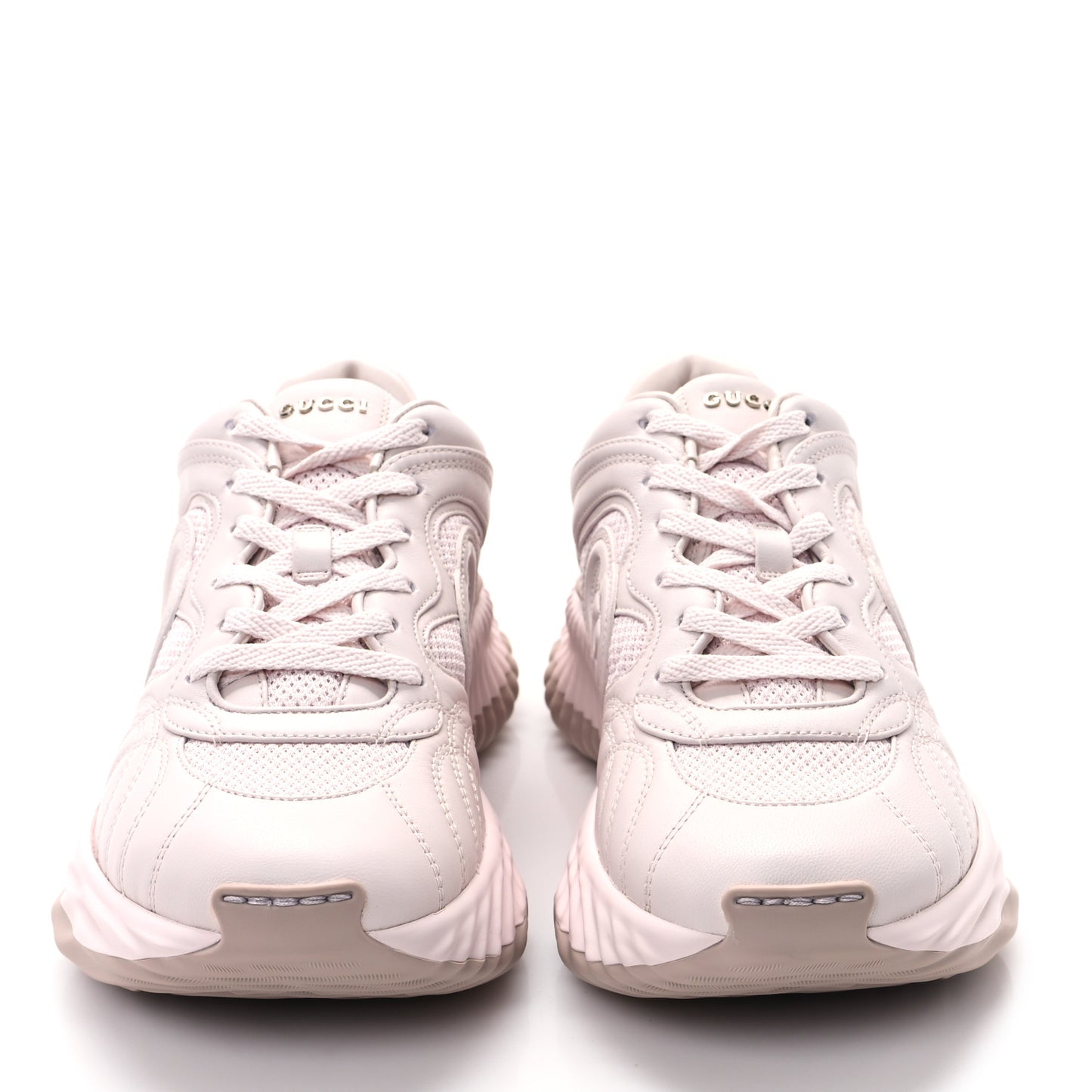 Calfskin Interlocking G Ripple Womens Platform Sneakers 39 Light Pink
