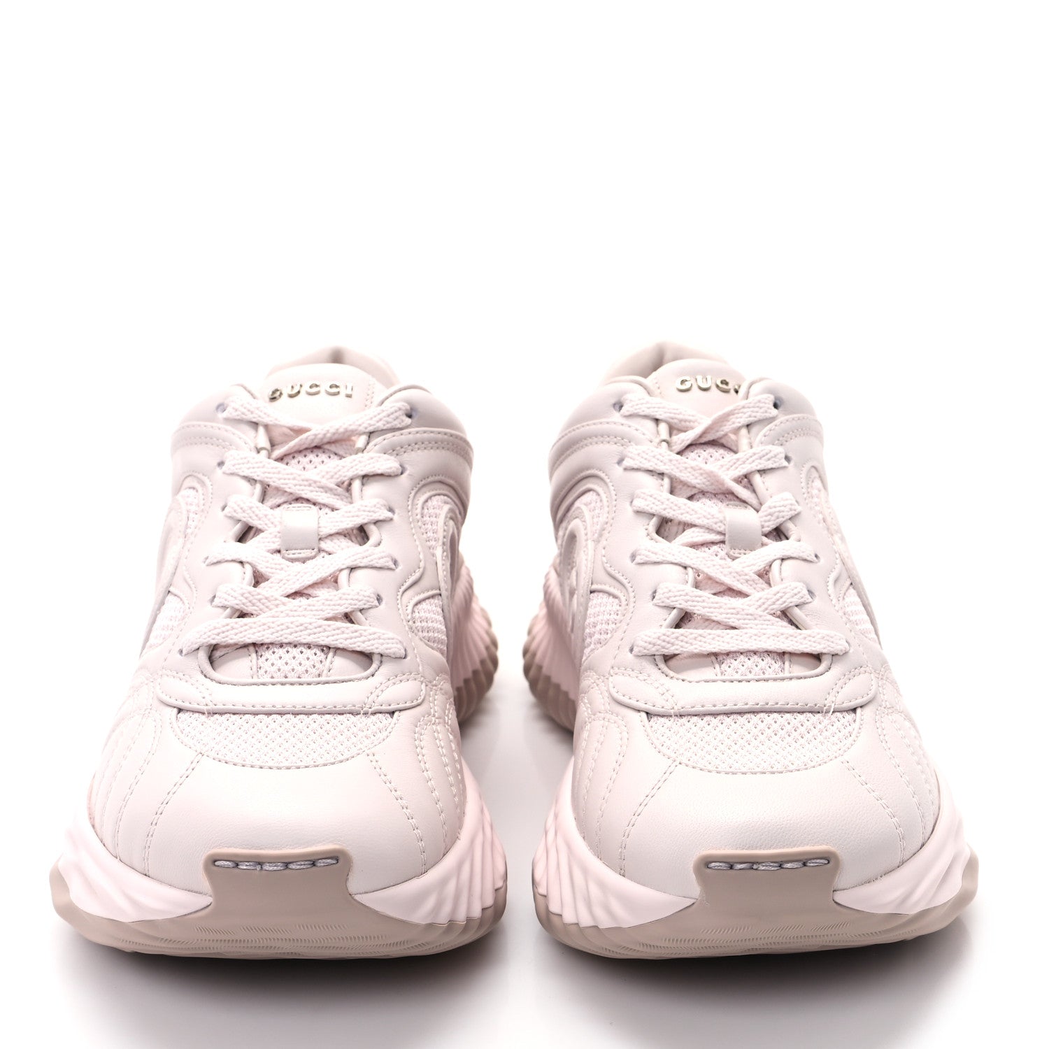 Gucci Calfskin Interlocking G Ripple Womens Platform Sneakers 39 Light Pink 2 of 10