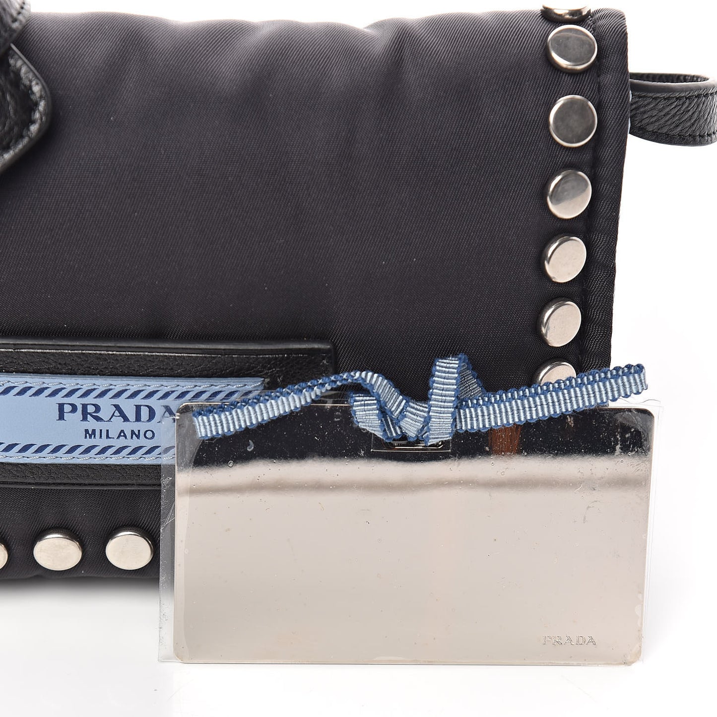 Nylon Tessuto Studded Mini Etiquette Bag Black Astrale