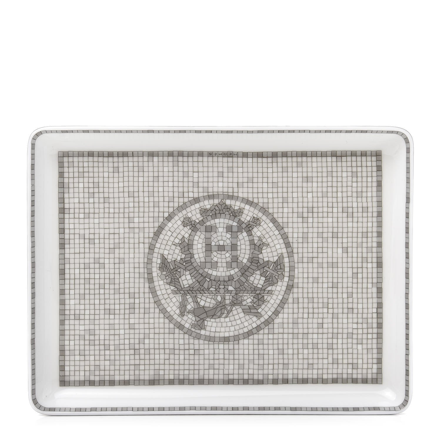 Hermes Porcelain Mosaique Au 24 Sushi Plate Platine 1 of 5