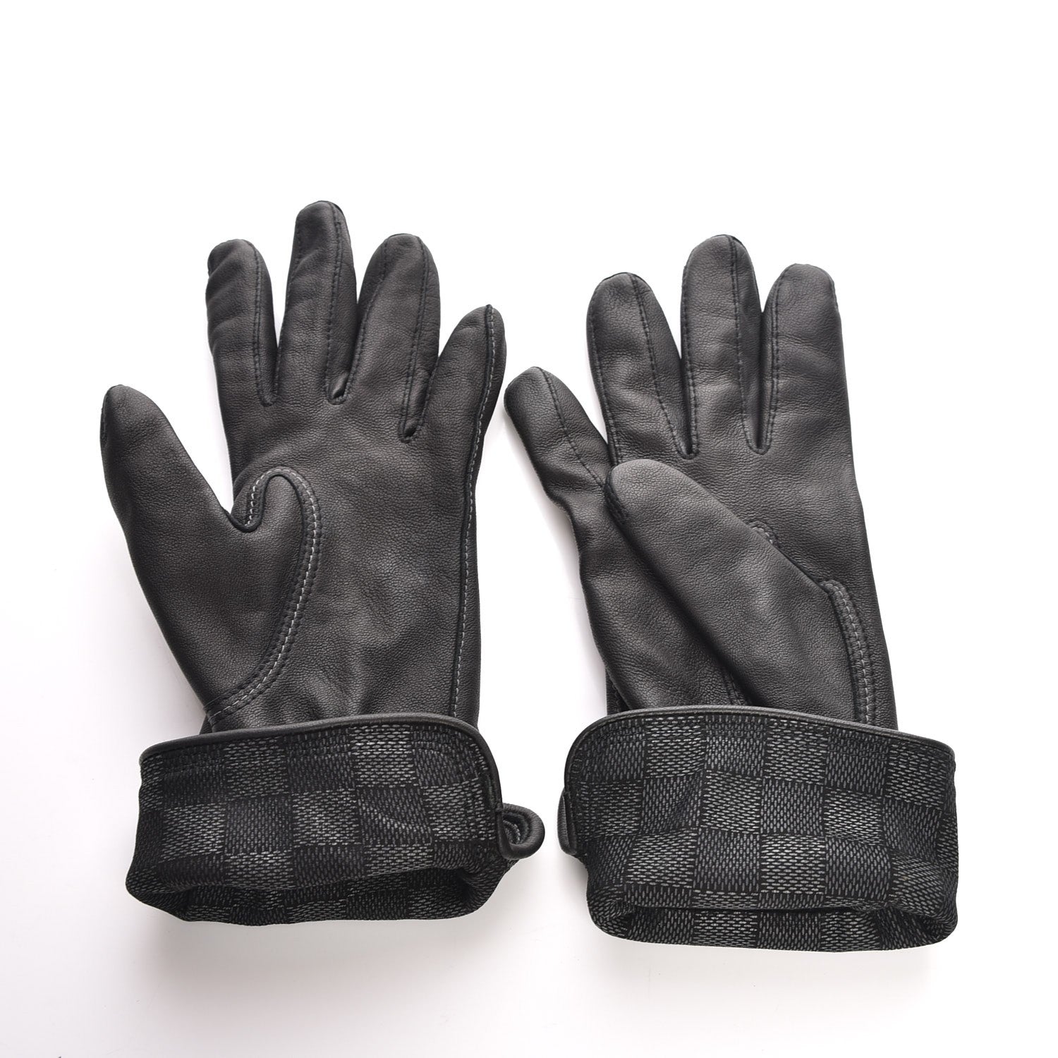 Louis Vuitton Lambskin Damier Graphite Mens Gloves 213676