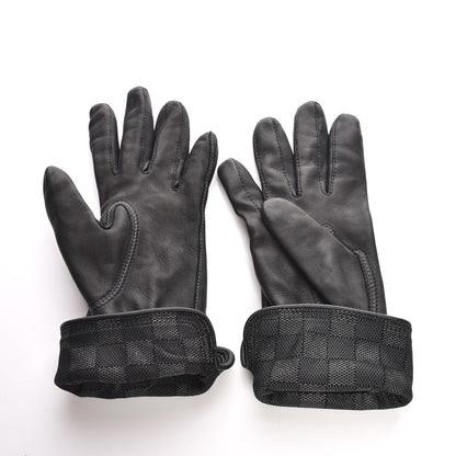 Louis Vuitton Lambskin Damier Graphite Mens Gloves 2 of 5