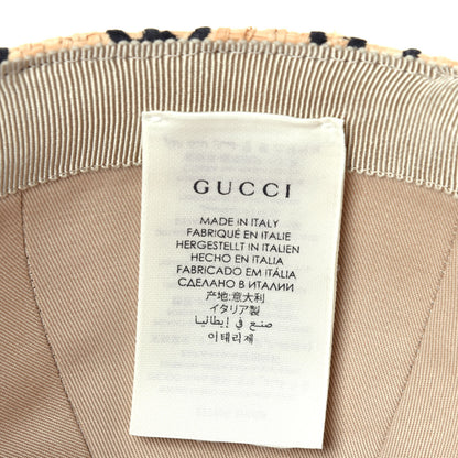 Gucci Raffia GG Monogram Elaphe Embroidered Aisha Baseball Hat M Ivory Black 8 of 10