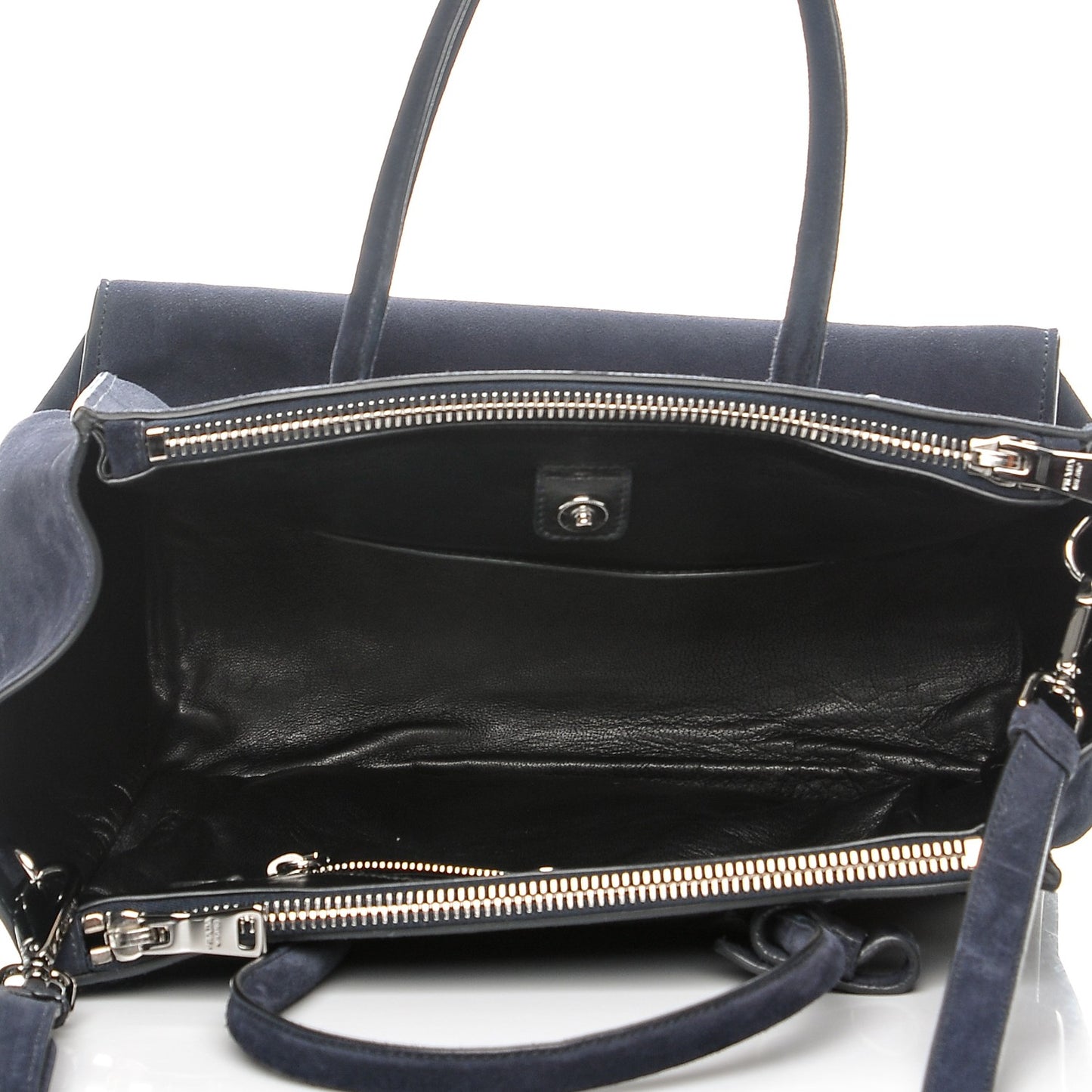 Suede Scamosciato Twin Pocket Tote Blue