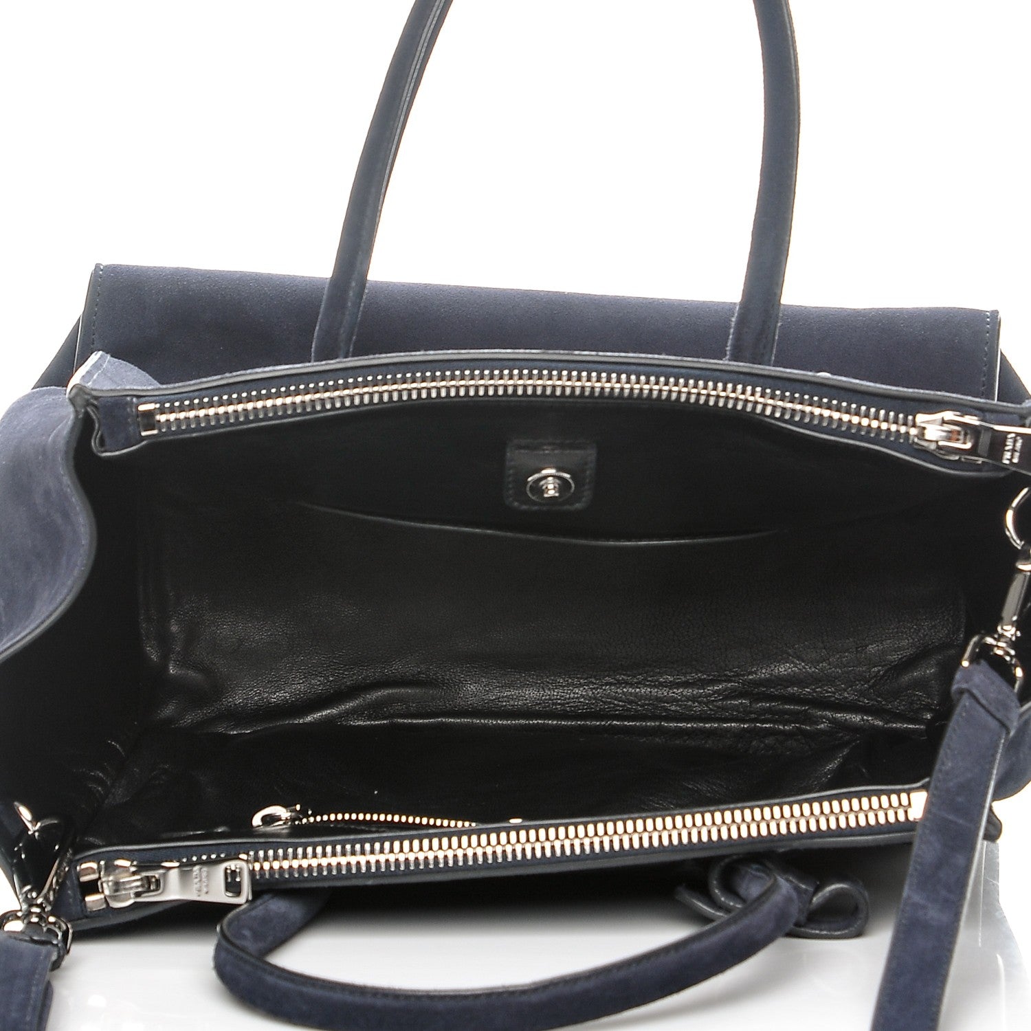 Prada Suede Scamosciato Twin Pocket Tote Blue 5 of 9