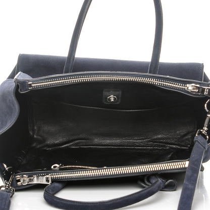 Prada Suede Scamosciato Twin Pocket Tote Blue 5 of 9