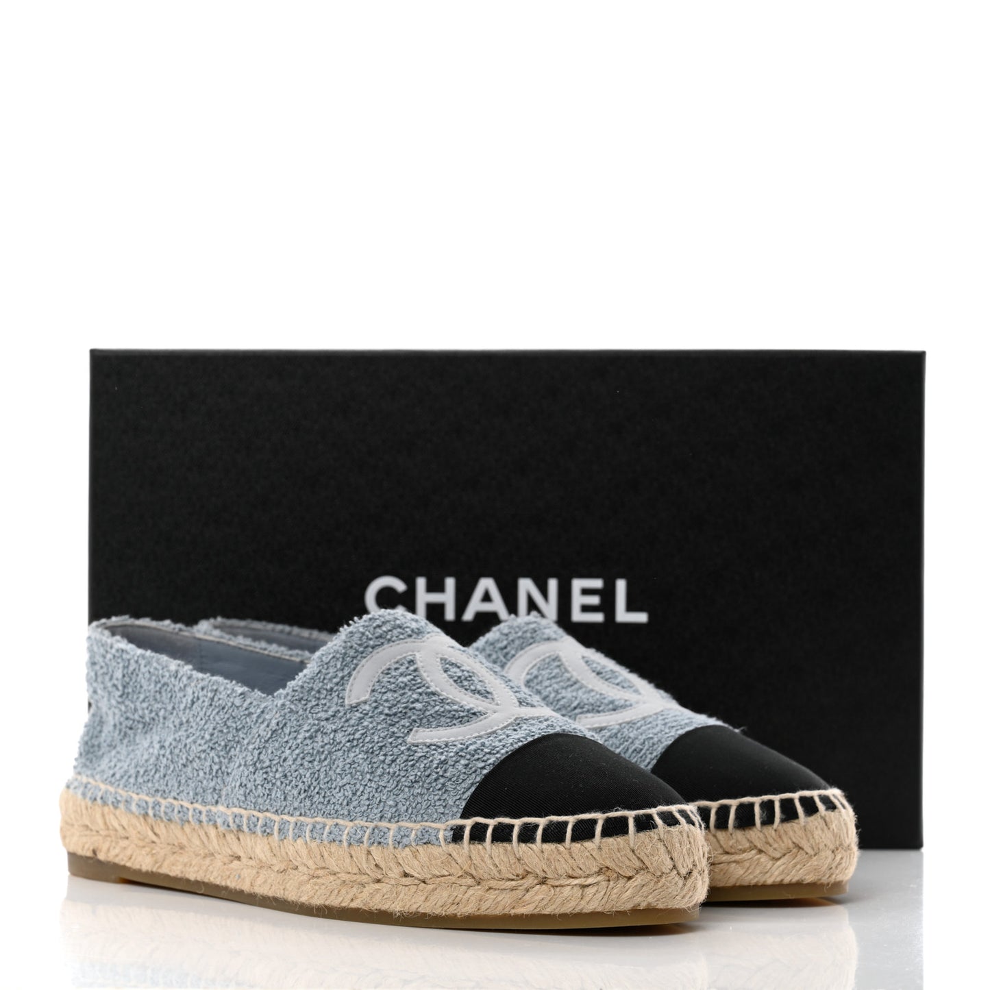 Fabric Grosgrain CC Espadrilles 38 Blue Light Gray Black