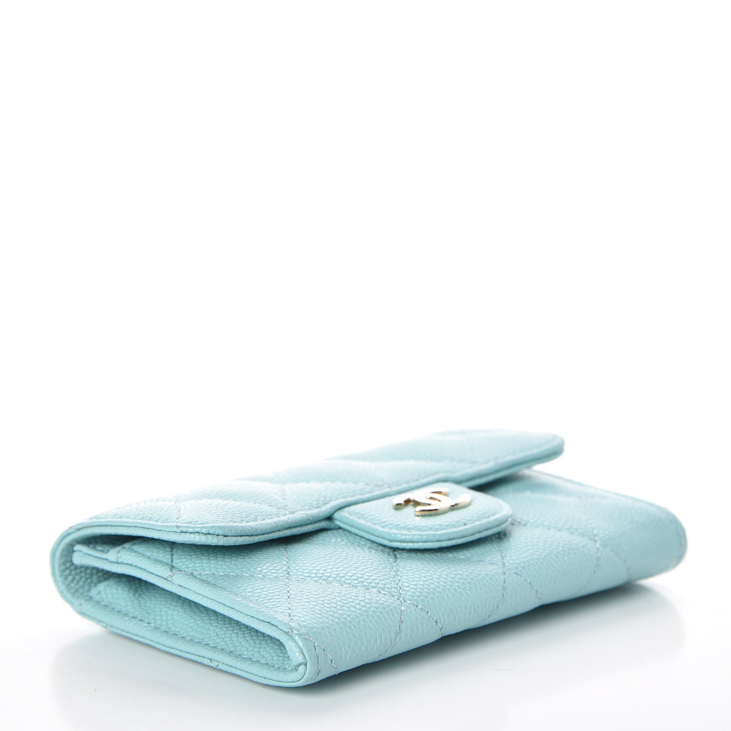 Caviar Quilted Card Holder Light Blue