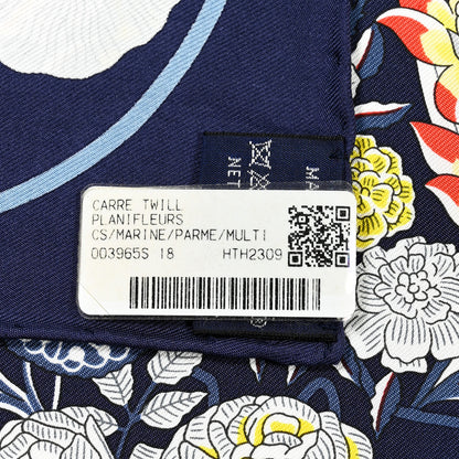 Hermes Silk Planifleurs Scarf 90 Marine 4 of 4