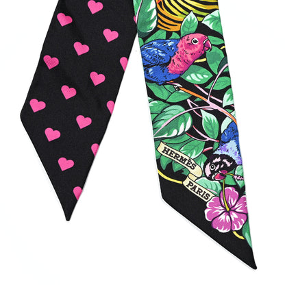 Hermes Silk Jungle Love Love Twilly Black Vert Rose Vif 2 of 4