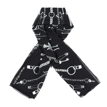 Alexander McQueen Modal Wool Chain Burst Scarf Black Ivory 1 of 4