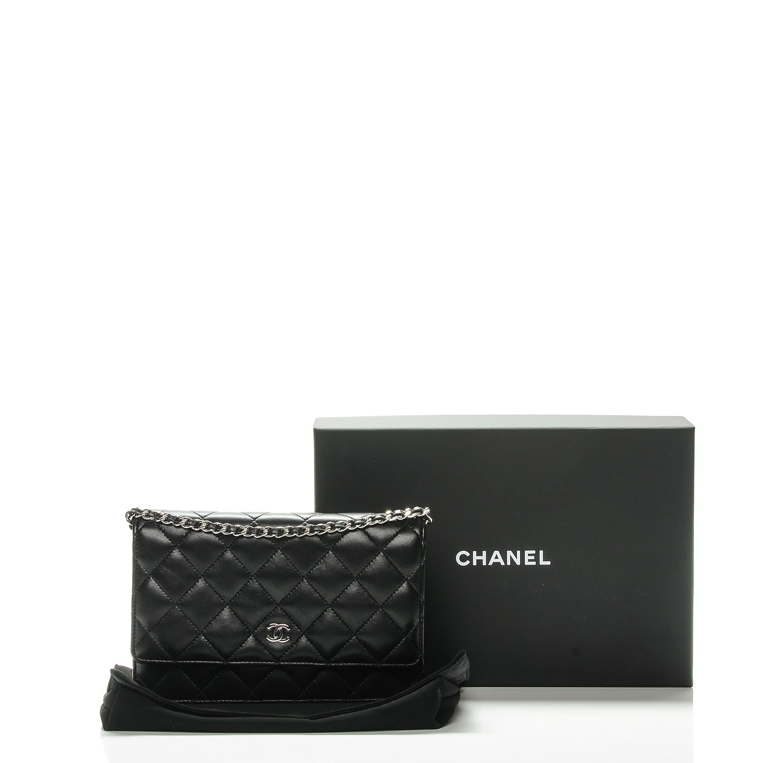 Chanel Lambskin Quilted Wallet On Chain WOC Black 8 of 8