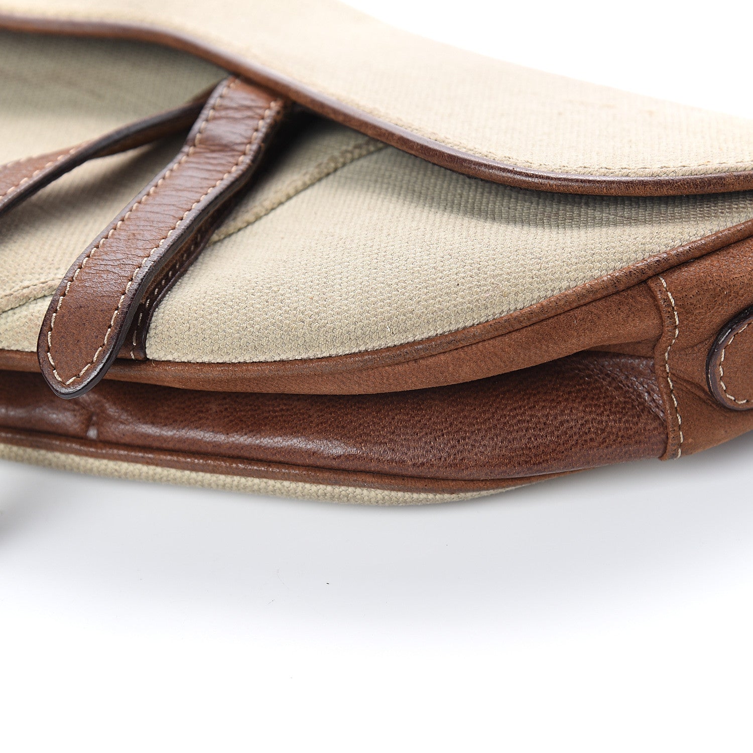 Christian Dior Canvas Calfskin Saddle Bag Beige 8 of 8