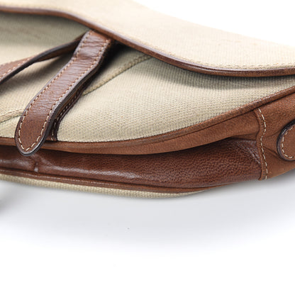 Christian Dior Canvas Calfskin Saddle Bag Beige 8 of 8