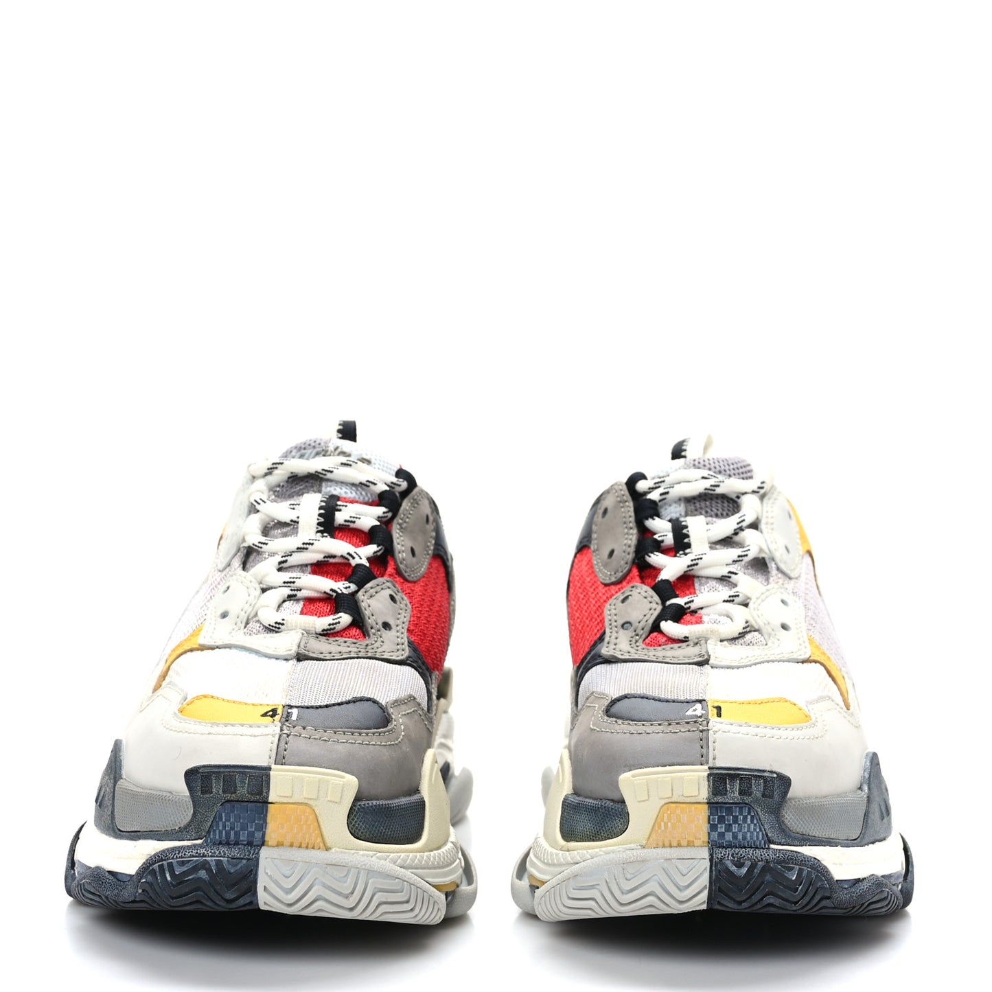 Fabric Mesh Half & Half Colorways Mens Triple S Sneakers 41 Grey Blue Rouge Jaune Black