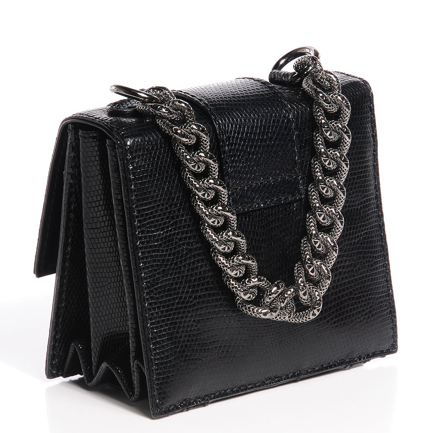 Lizard Va Va Voom Crystal Stud Shoulder Bag So Black