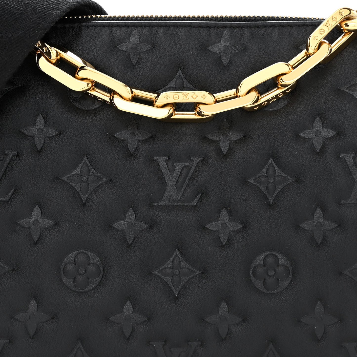 Lambskin Embossed Monogram Coussin PM Black