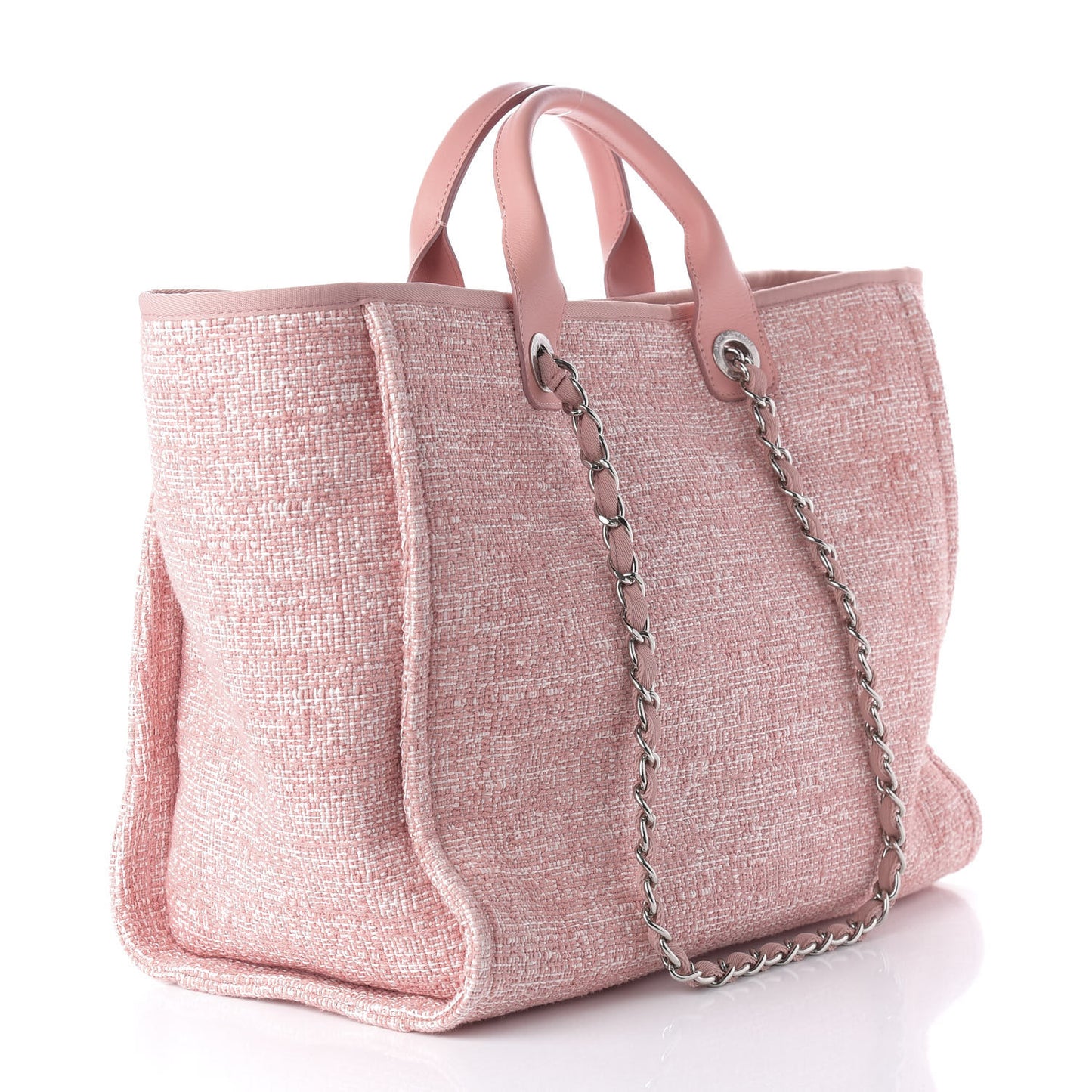 Straw Lurex Medium Deauville Tote Pink