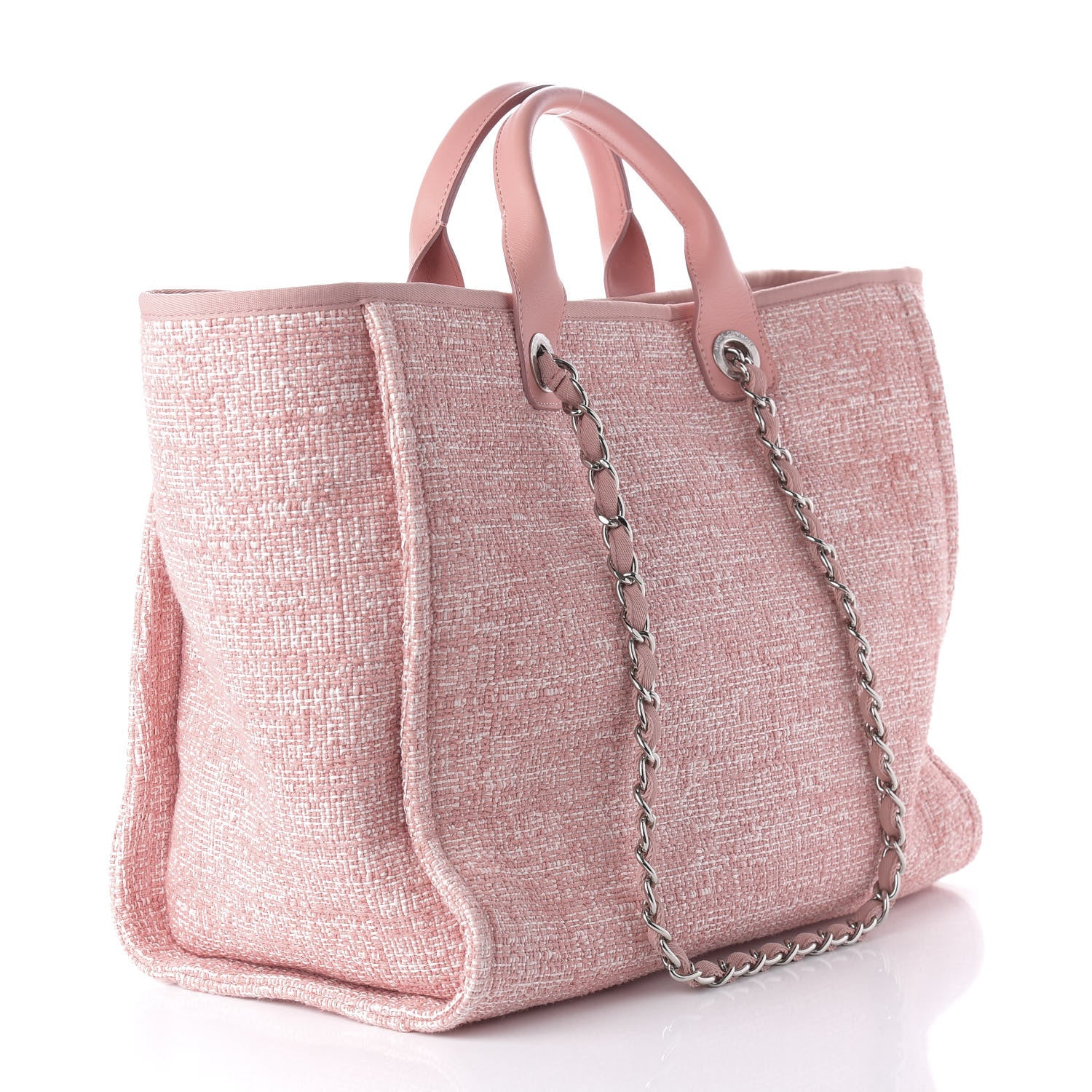 Chanel Straw Lurex Medium Deauville Tote Pink 3 of 11