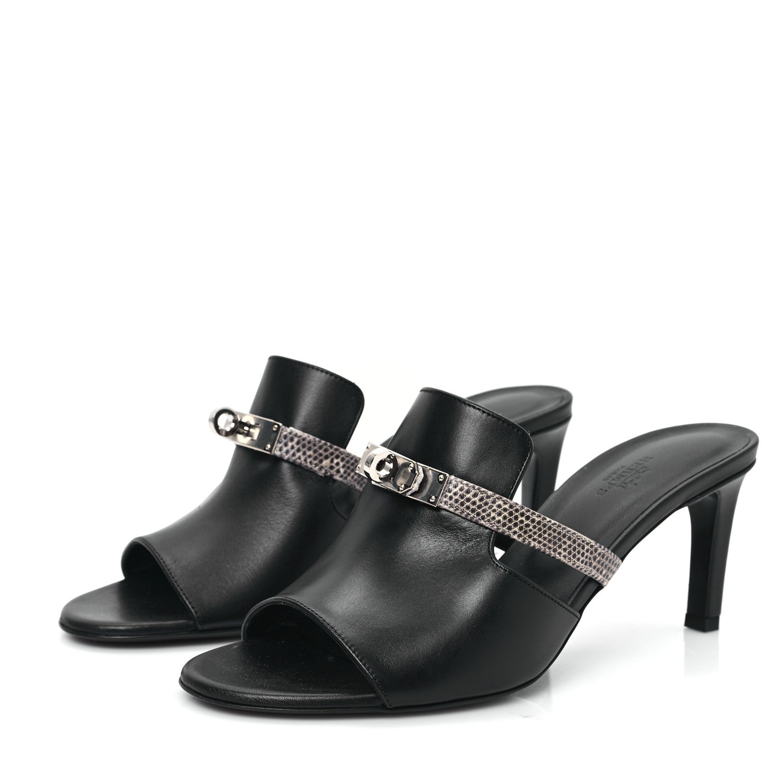 Hermes Lambskin Lizard Cute Sandals 39 Black Ombre 3 of 10