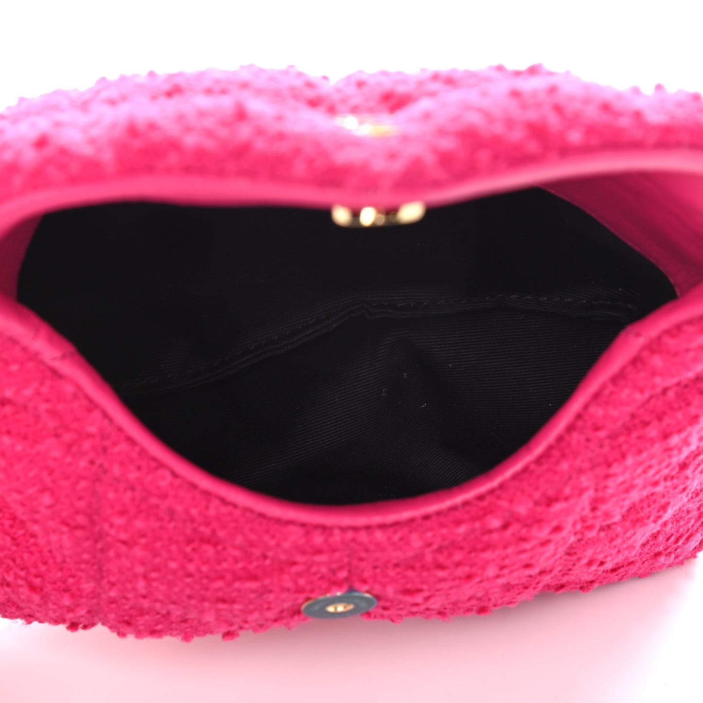 Boucle Tweed Quilted Loulou Puffer Monogram Pouch Clutch Magenta