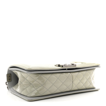 Chanel Patent Chevron Quilted Medium Boy Flap Grey 4 of 12