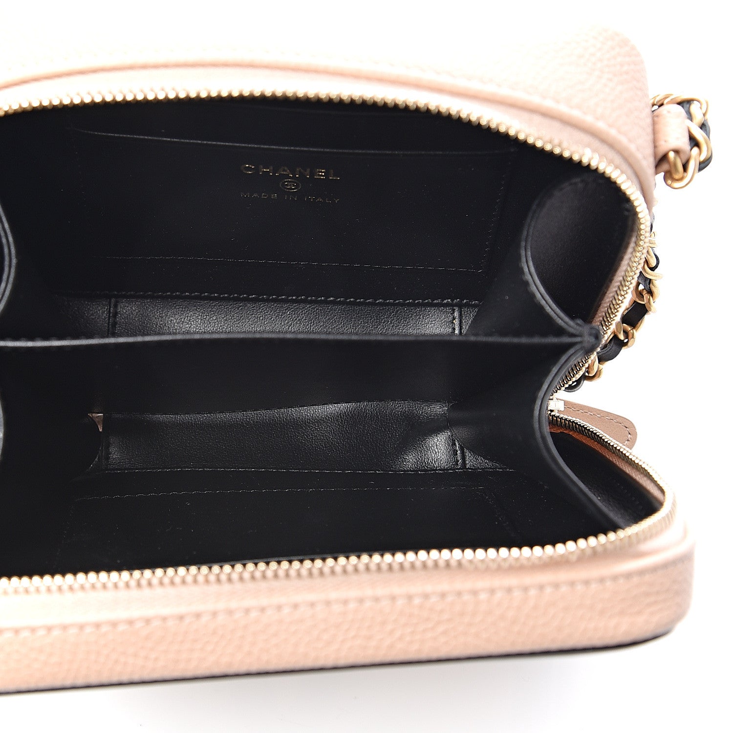Chanel Caviar Quilted CC Filigree Vanity Clutch With Chain Beige Black 4 of 9