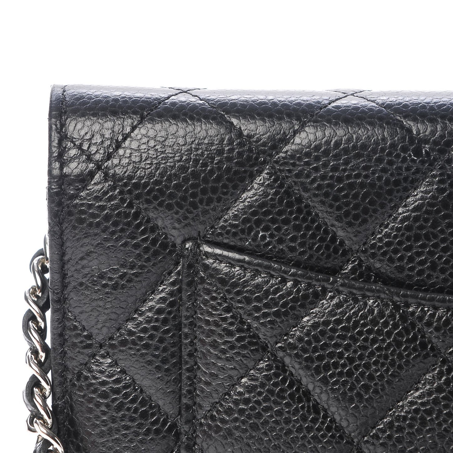 Caviar Quilted Wallet On Chain WOC Black