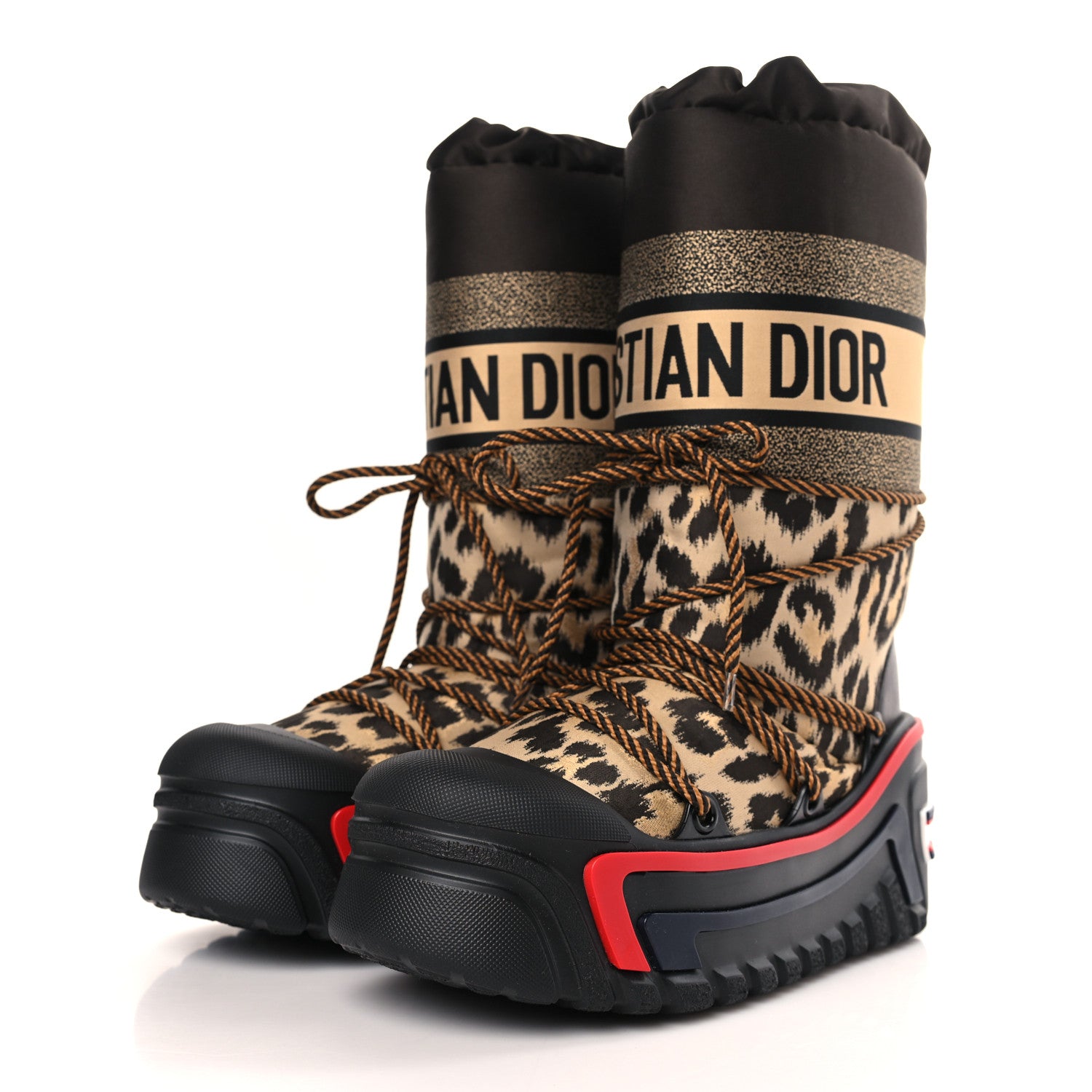 Christian Dior Oblique Leopard Nylon DiorAlps Boot 37 Beige 3 of 7