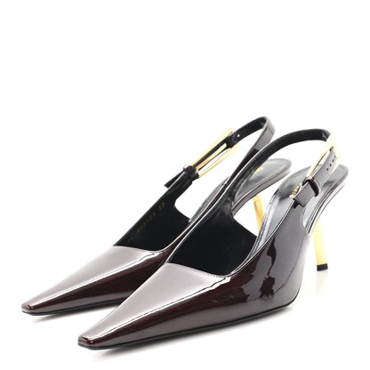 Saint Laurent Vernice Gloss Lee 75 Slingback Pumps 39 Marron Glacé 4 of 9