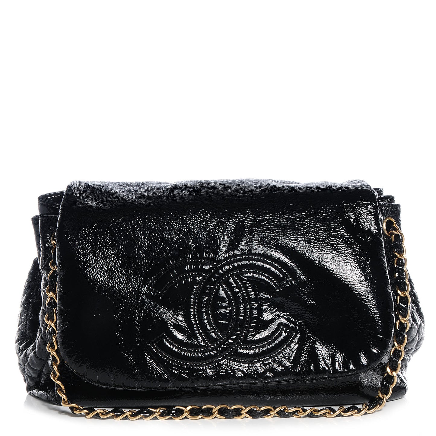 Vinyl Rock and Chain Large Flap Black