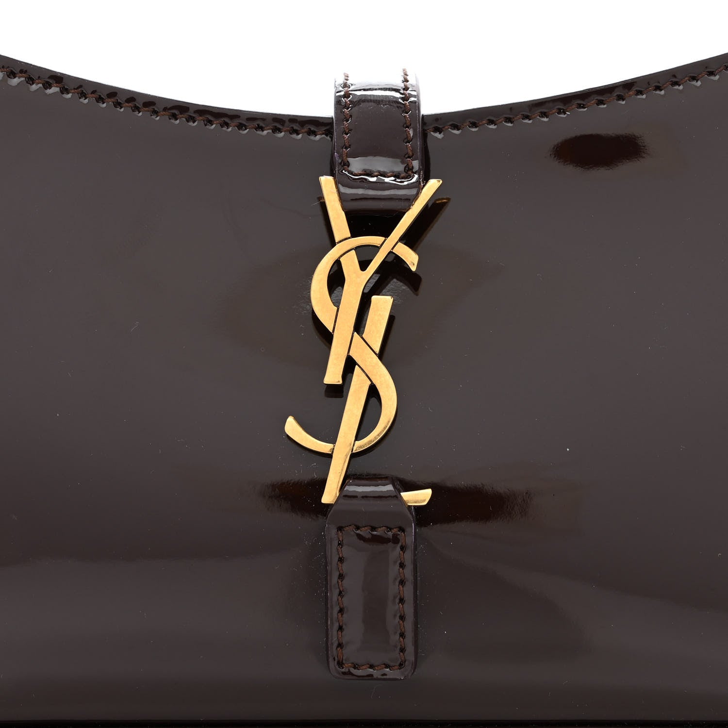 Saint Laurent Patent Calfskin Le 5 A 7 Mini Hobo Spicy Chocolate 8 of 10