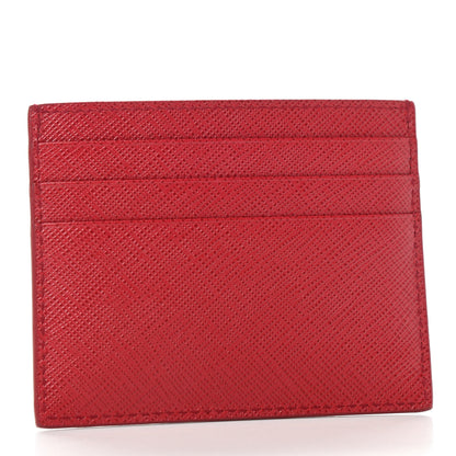 Prada Saffiano Triangle Card Holder Red 2 of 8