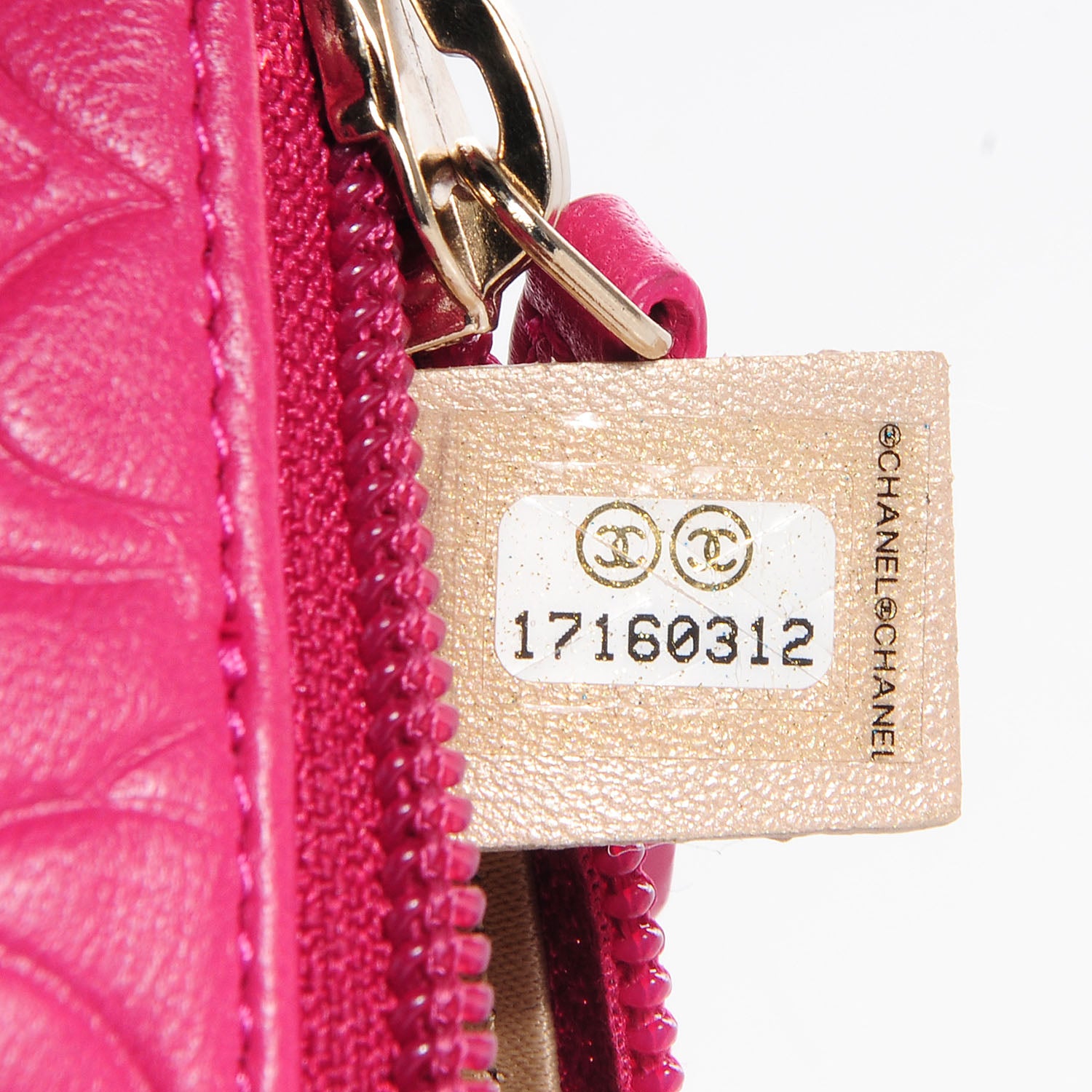 Chanel Lambskin Camellia Embossed Key Holder Case Fuchsia 5 of 7
