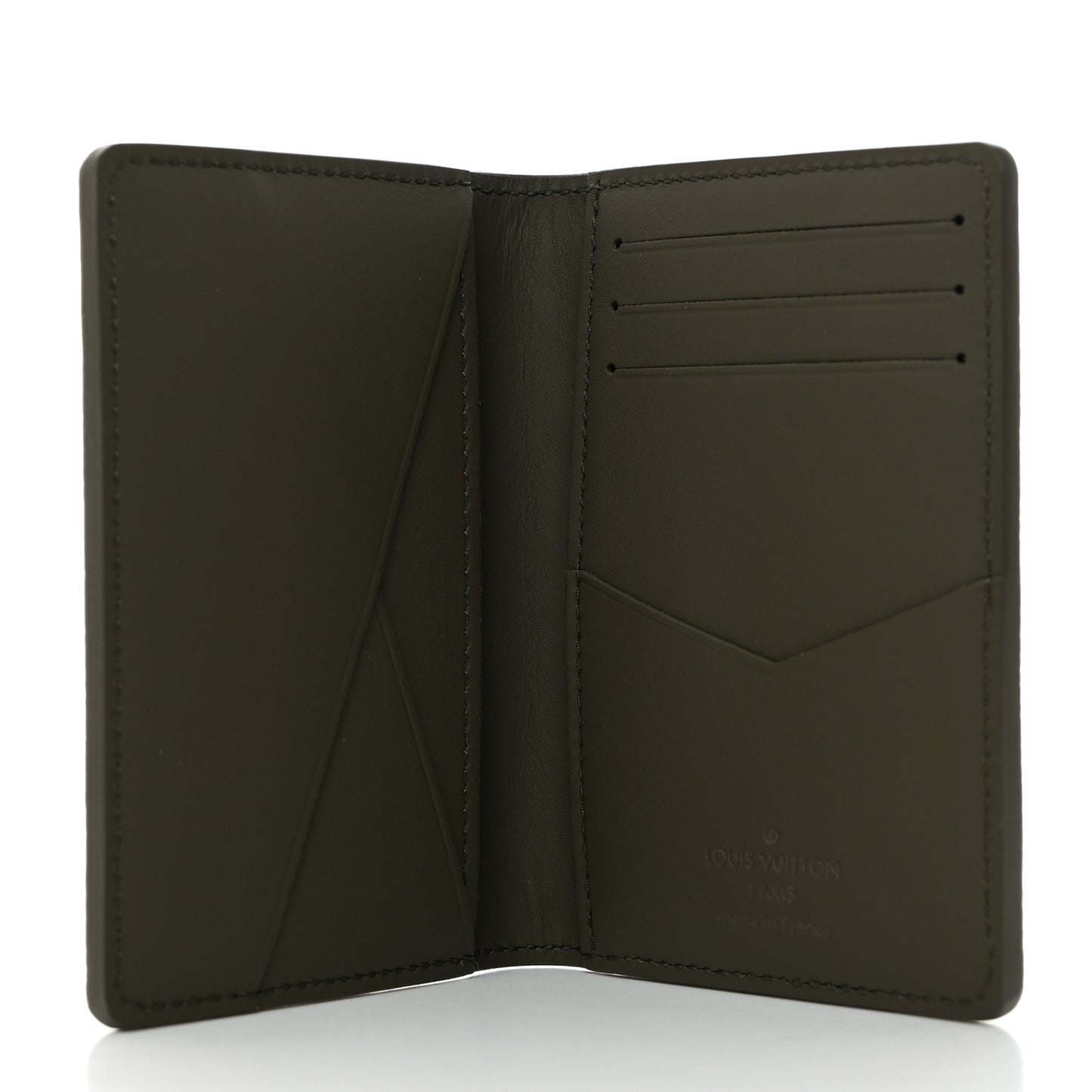 Grained Calfskin Aerogram Pocket Organizer Khaki