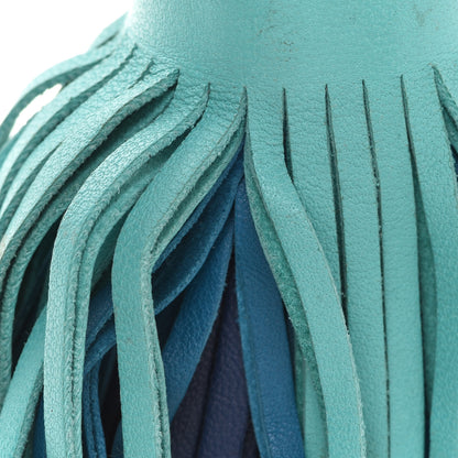 Hermes Lambskin Tri-Color Carmen Tassel Key Holder Bleu Lagoon Bleu Izmir Bleu De Malte 4 of 6