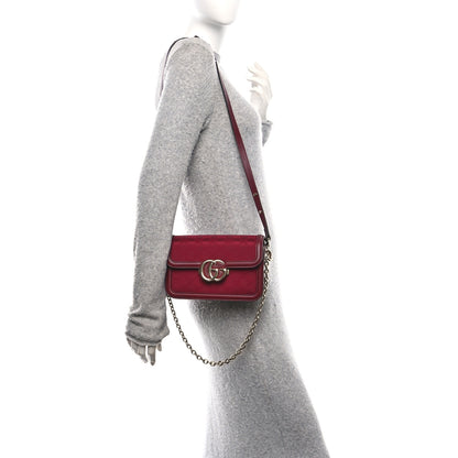 Gucci Crepe Wool Silk GG Monogram Go Small Shoulder Bag Rosso Ancora 2 of 11