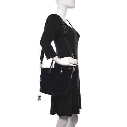 Prada Velluto Impuntu Embroidered Tote Bag Black 2 of 9