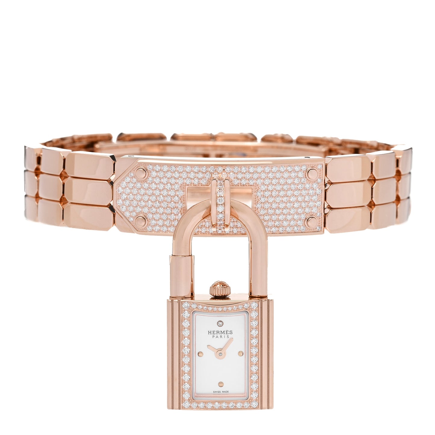 18K Rose Diamond Pave 16mm Kelly Quartz Watch