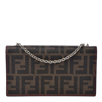 Fendi Zucca Spalmati Vitello Elite Chain Clutch Tobacco Fuxia Fragola 1 of 10
