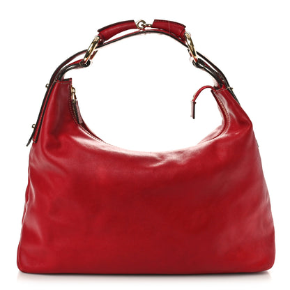 Gucci Calfskin Medium Horsebit Chain Hobo Red 1 of 15