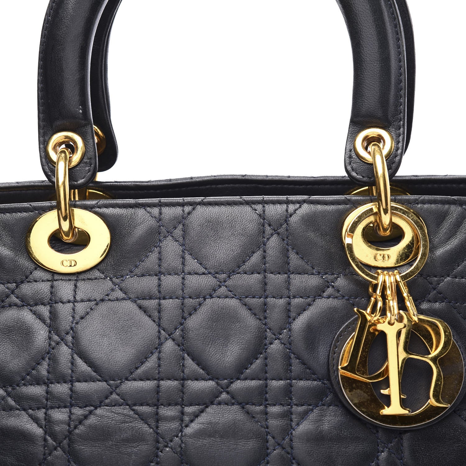 Christian Dior Lambskin Cannage Large Lady Dior Navy 10 of 10