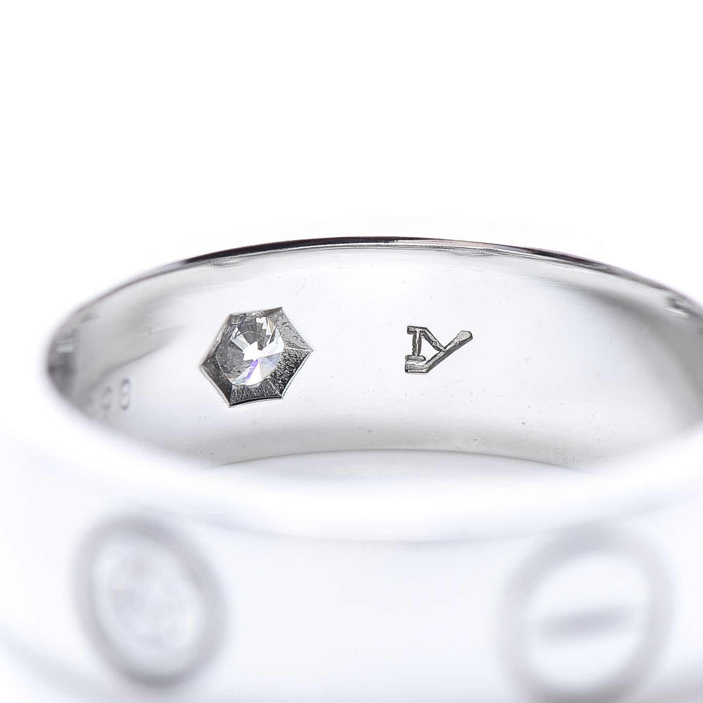 18K White Gold 3 Diamond 5.5mm LOVE Ring 48 4.5