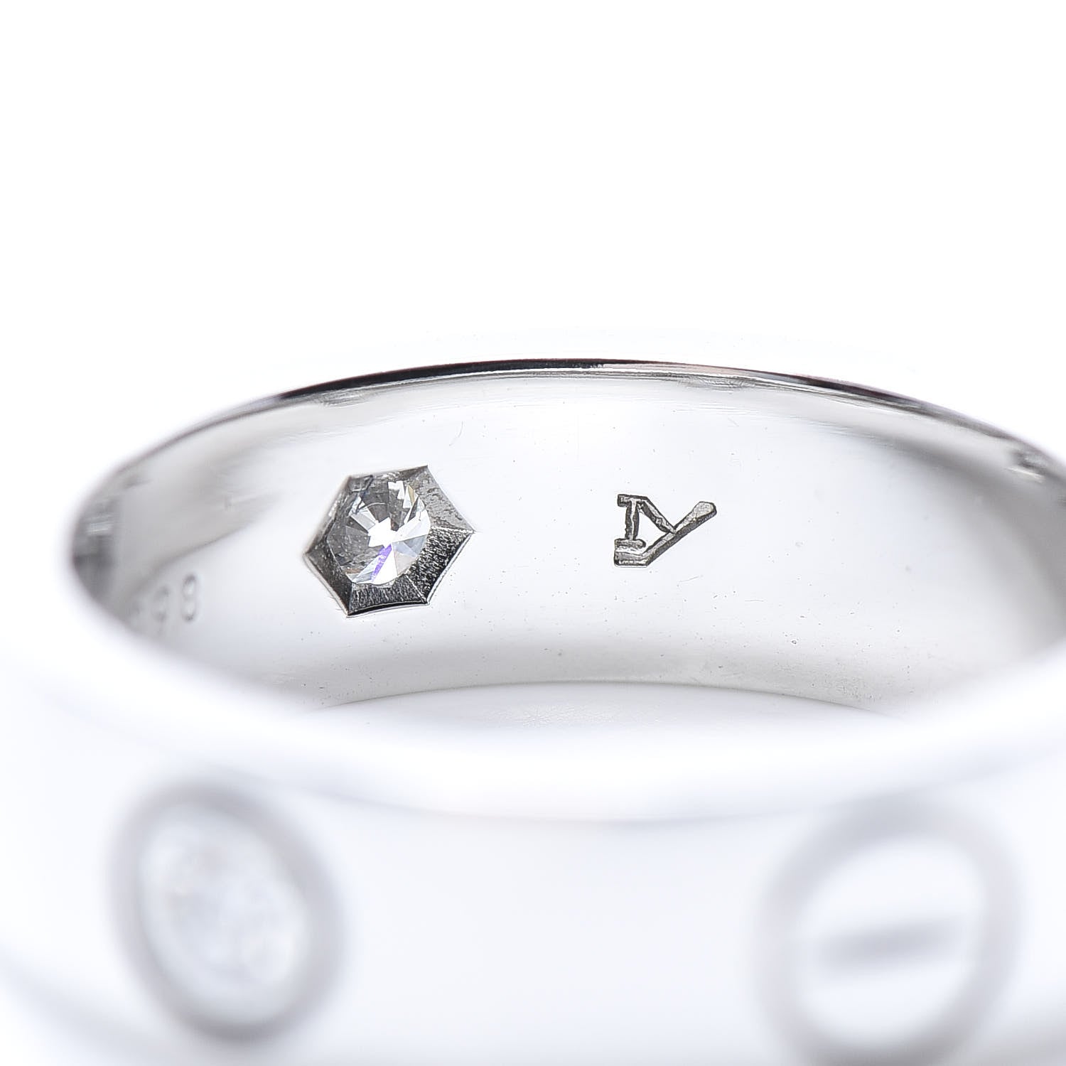 Cartier 18K White Gold 3 Diamond 5.5mm LOVE Ring 48 4.5 6 of 7