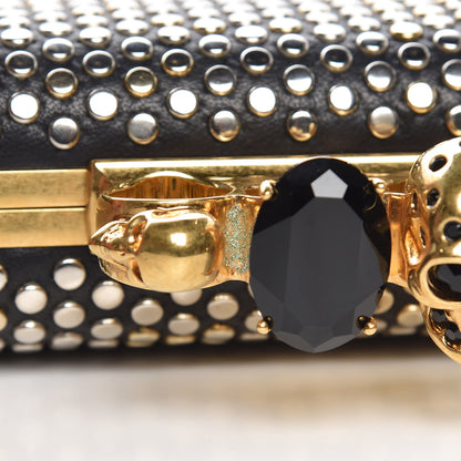 Alexander McQueen Lambskin Studded Skull Knuckle Box Clutch Black 14 of 17