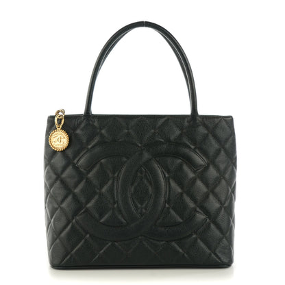 Chanel Caviar Quilted Medallion Tote Dark Green 1 of 7