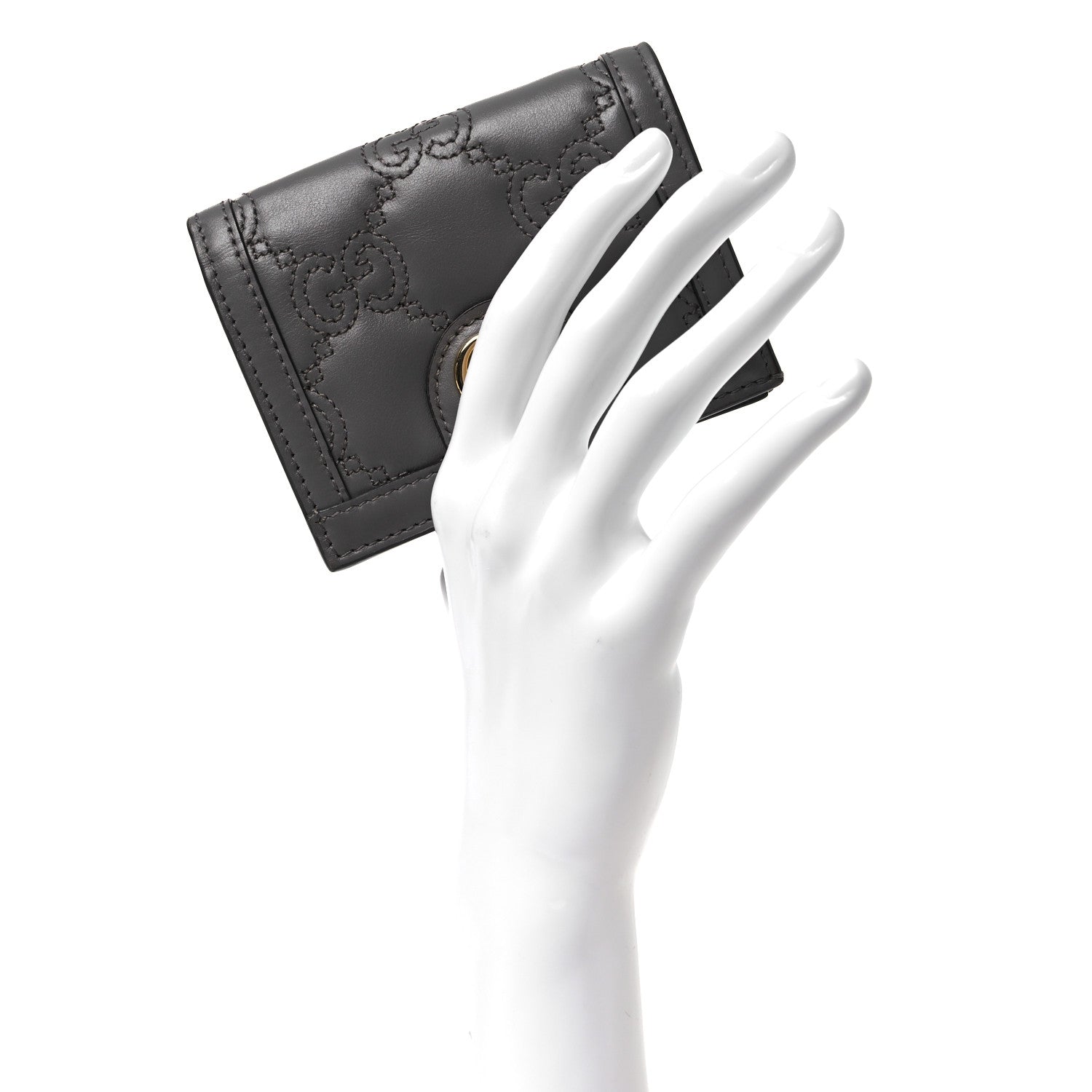 Gucci Calfskin GG Matelasse Card Case Wallet Grey 2 of 7