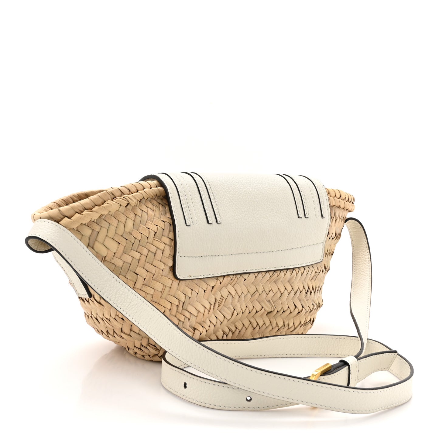 Raffia Calfskin Marcie Basket White